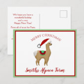 Briefkaart voor kerstfeestdagen in Alpaca (Voorkant / Achterkant)