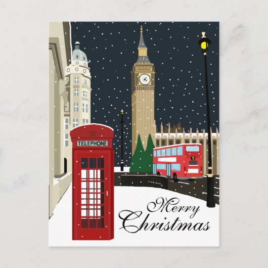 Briefkaart voor kerstfeestdagen in Londen (Voorkant)