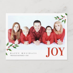 Briefkaart voor kerstfeestdagen JOY Photo Greeting