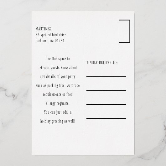 Briefkaart voor kerstfeestelijke goudkoorts (Achterkant)