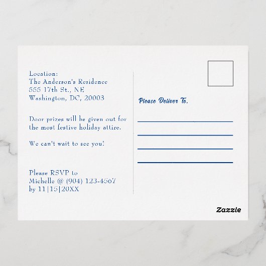 Briefkaart voor kerstfeestflesolie (Achterkant)