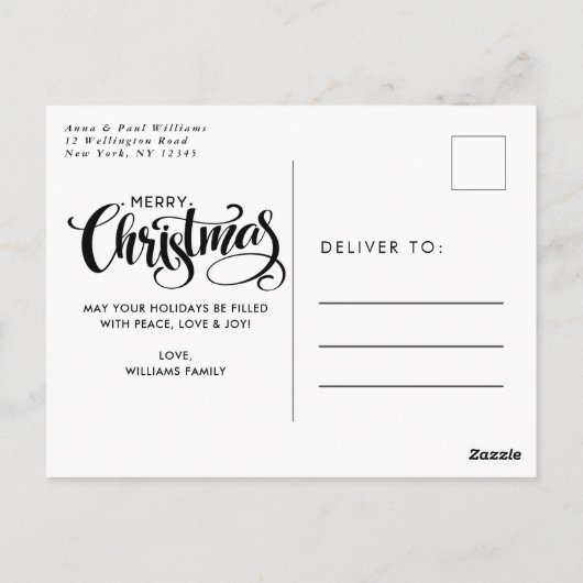 Briefkaart voor kerstfoto's met Merry-kerst (Achterkant)