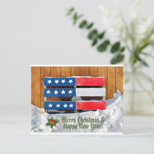 Briefkaart voor kerstgroeten van Patriotic Merry (Staand voorkant)