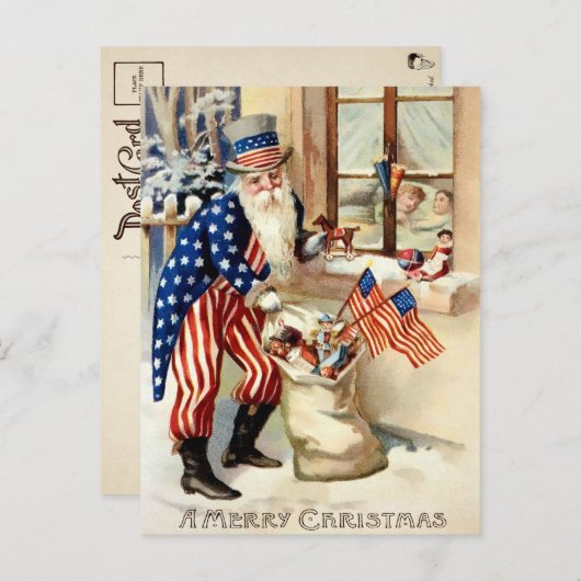  Briefkaart voor kerstKerstmis met patriottische k (Voorkant / Achterkant)