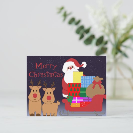 Briefkaart voor Kerstmis en rendieren (Staand voorkant)