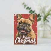 Briefkaart voor kerstmis in Franse Bulldog (Staand voorkant)