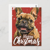Briefkaart voor kerstmis in Franse Bulldog (Voorkant / Achterkant)