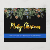 Briefkaart voor kerstmis met blauwe lijn (Voorkant)