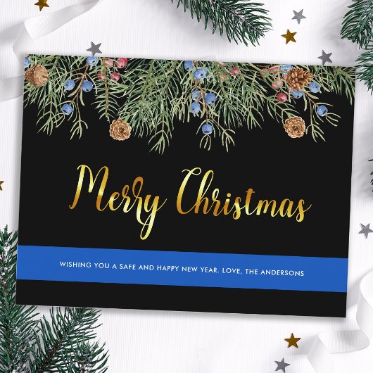 Briefkaart voor kerstmis met blauwe lijn