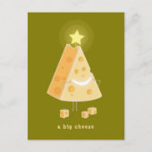 Briefkaart voor kerstmis met een grote kaas (Voorkant)