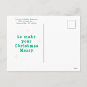 Briefkaart voor kerstmis met een grote kaas (Achterkant)