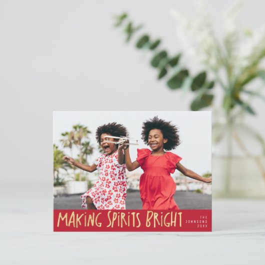 briefkaart voor kerstmis met felle foto (Staand voorkant)