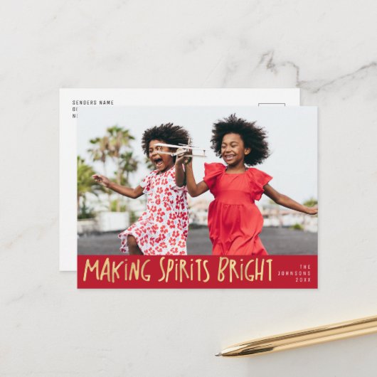 briefkaart voor kerstmis met felle foto (Voorkant / Achterkant in situ)