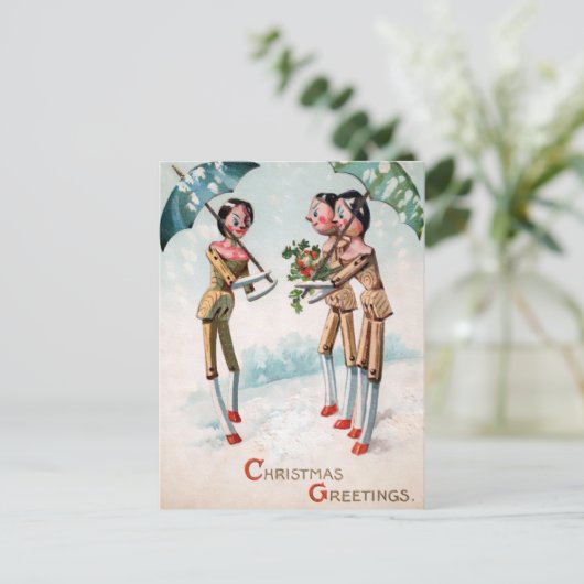  Briefkaart voor kerstmis met Victoriaans hout (Staand voorkant)