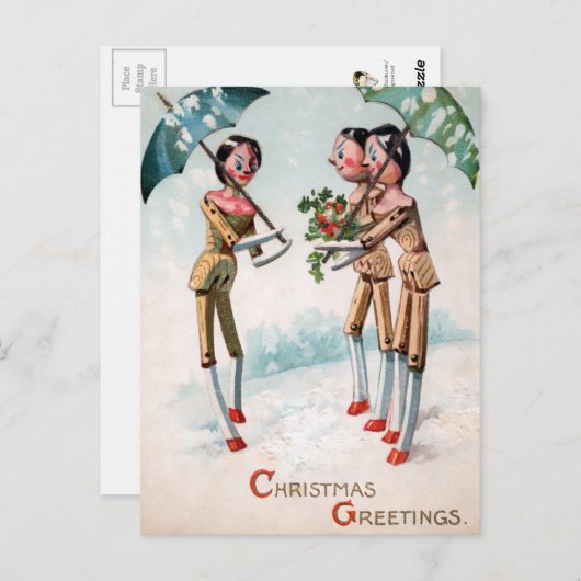  Briefkaart voor kerstmis met Victoriaans hout (Voorkant / Achterkant)