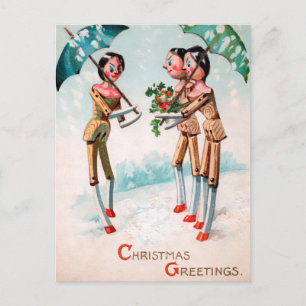 Briefkaart voor kerstmis met Victoriaans hout