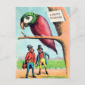 Briefkaart voor kerstmis met Victoriaans papegaai (Voorkant)