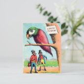 Briefkaart voor kerstmis met Victoriaans papegaai (Staand voorkant)