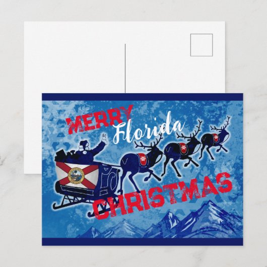 Briefkaart voor kerstmis van Merry Florida (Voorkant / Achterkant)