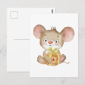 Briefkaart voor kerstmuis met taart (Voorkant / Achterkant)