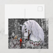 Briefkaart voor kerstpaarden en kardinalen (Voorkant / Achterkant)