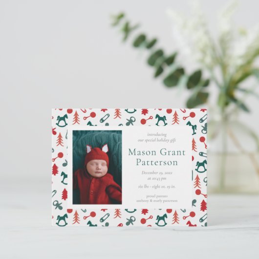 Briefkaart voor kerstpasgeborenen (Staand voorkant)