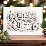 Briefkaart voor kerstreprografie<br><div class="desc">Briefkaart voor de kerstrecro-typografie. Mooie zwarte en witte kerst-kerstkaartje. Eenvoudige kerstkaart uit de oude wereld.</div>