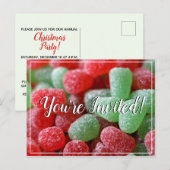 Briefkaart voor kerstuitnodiging voor rode en groe (Voorkant / Achterkant)