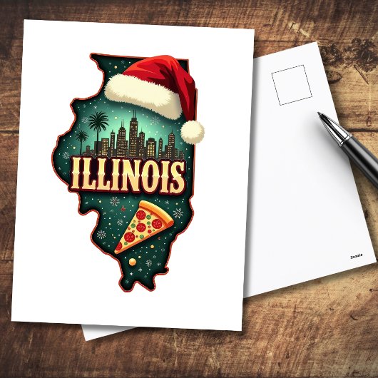 Briefkaart voor kerstvakantie in de staat Illinois