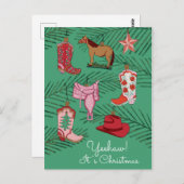 Briefkaart voor kerstversiering van het Cowgirl (Voorkant / Achterkant)
