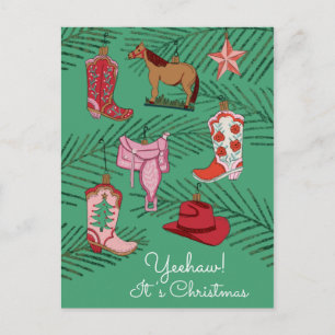 Briefkaart voor kerstversiering van het Cowgirl