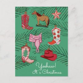 Briefkaart voor kerstversiering van het Cowgirl