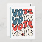 Briefkaart voor kiezers Retro Rood, Wit en Blauw (Voorkant / Achterkant)