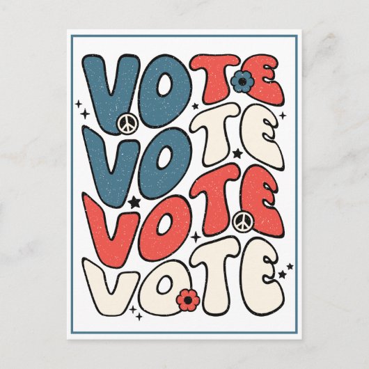 Briefkaart voor kiezers Retro Rood, Wit en Blauw (Voorkant)