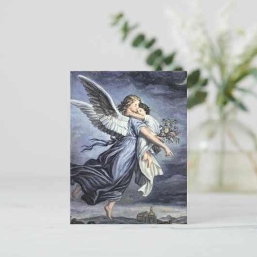 Briefkaart voor kinderen en engel (Staand voorkant)