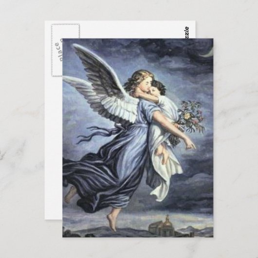 Briefkaart voor kinderen en engel (Voorkant / Achterkant)