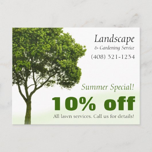 Briefkaart voor Landschap, Lawn of Gardening (Voorkant)