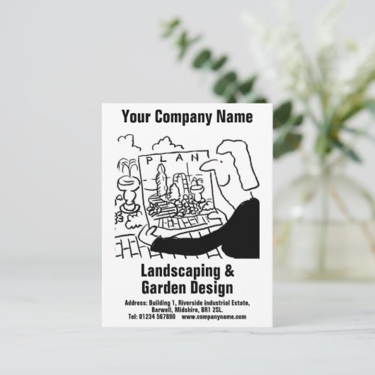 Briefkaart voor landschapsontwerp en tuinontwerp (Staand voorkant)