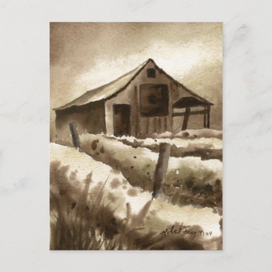briefkaart voor landwegen "Barn in Browns" (Voorkant)