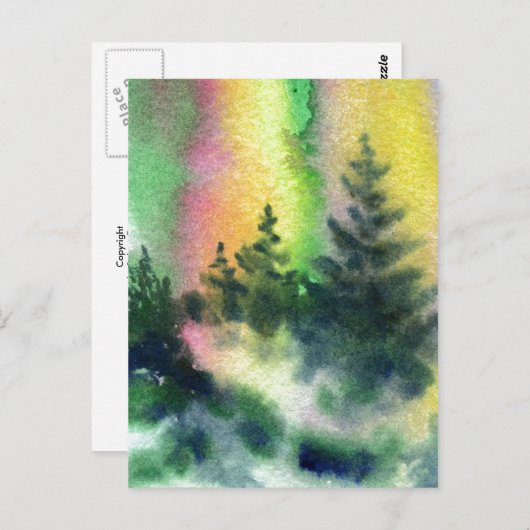 briefkaart voor landwegen "Northern Lights #1" (Voorkant / Achterkant)