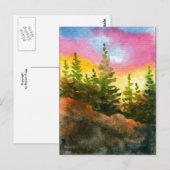 briefkaart voor landwegen "Roze en gele ochtend" (Voorkant / Achterkant)