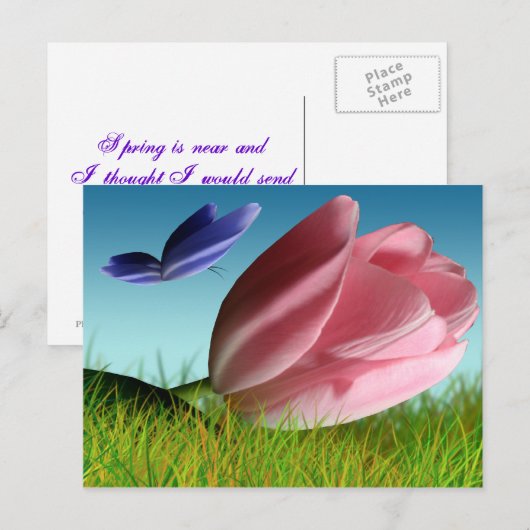 Briefkaart voor lentes en vlinders (Voorkant / Achterkant)