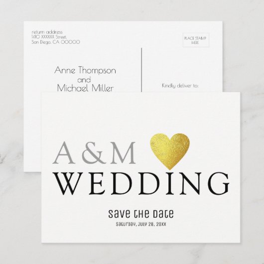 briefkaart voor liefdesbruiloft voor een uitnodigi (Voorkant / Achterkant)