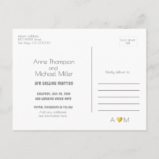 briefkaart voor liefdesbruiloft voor een uitnodigi (Achterkant)