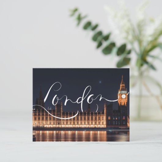 Briefkaart voor Londense/Big Ben Calligraphy (Staand voorkant)
