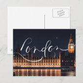Briefkaart voor Londense/Big Ben Calligraphy (Voorkant / Achterkant)