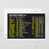 Briefkaart voor luchthavenvertrektijden (Voorkant / Achterkant)