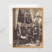 Briefkaart voor meisjes en kerstbomen (Voorkant / Achterkant)