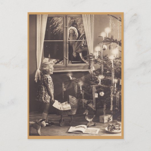 Briefkaart voor meisjes en kerstbomen (Voorkant)