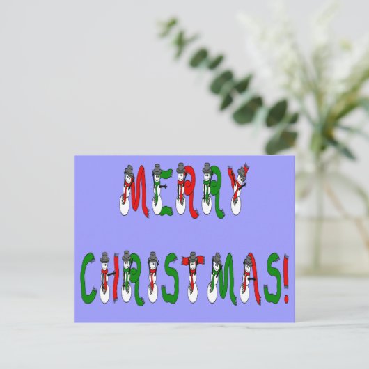 Briefkaart voor Merry Kerstmis Snowman Font (Staand voorkant)